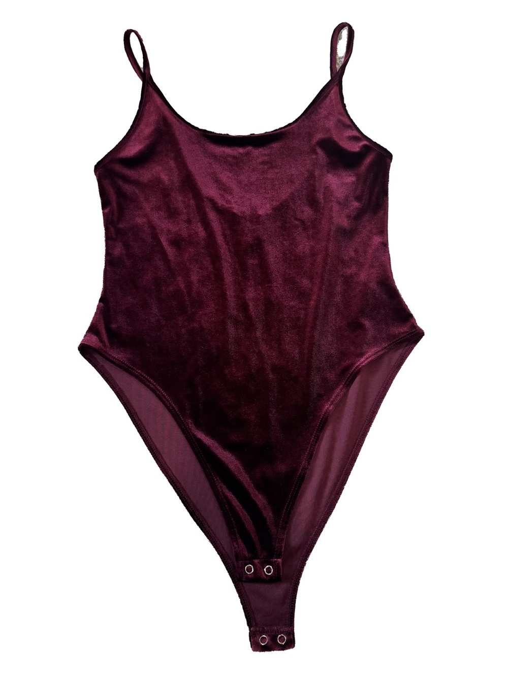 Forever 21 Velvet Spaghetti-Strap Bodysuit - Burgundy